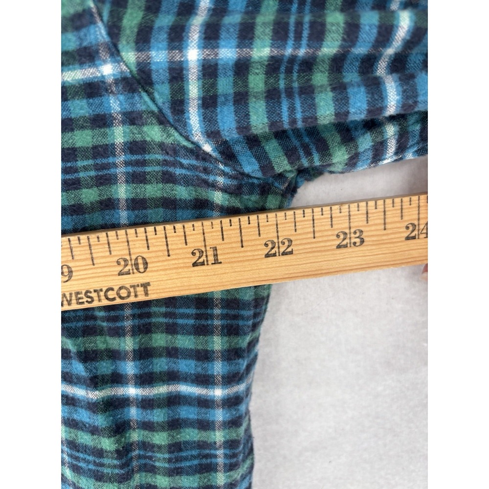 LL Bean Button Up Green Plaid Flannel Shirt Mens M Slightly Fitted Outdoor - Picture 3 of 8